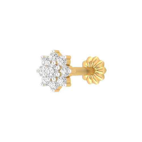 9 Stone Diamond Cut Nosepin With Finger Ring
